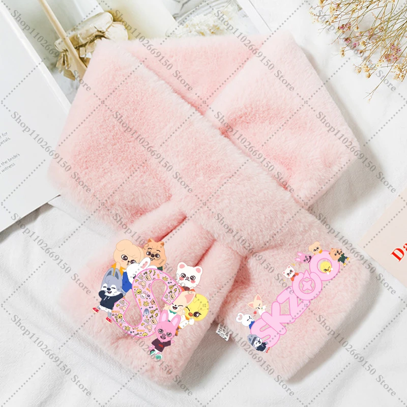 Bufanda de felpa de Anime para niños, bufandas cálidas de dibujos animados SKZ ooed, accesorios cálidos de invierno, pañuelo para niñas, silenciador, regalos de navidad para niños - imagen 5