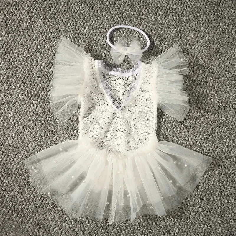 Pelele de encaje para bebé niña - Accesorios sesión fotos newborn - imagen 5
