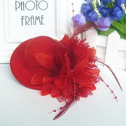 Sombrero pillbox infantil con flores y plumas, para fiestas