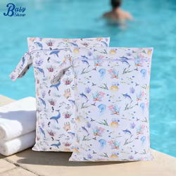 Bolsa húmeda grande de PU, bolsas de almacenamiento de pañales lavables y reutilizables, bolsas de pañales con un cremallera, práctica bolsa organizadora para cochecito y playa