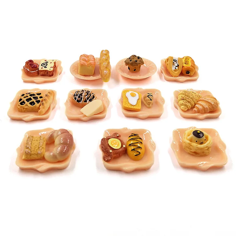 Mini figura en miniatura de pan, modelo de comida de fiesta simulada, pastel, aperitivo, decoración del hogar, decoración de jardín de hadas, accesorios DIY, 10 Uds. - imagen 3