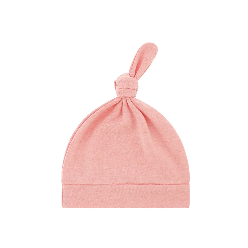3 unids/lote gorro para bebé recién nacido para niños y niñas gorro anudado de algodón de Color sólido sombreros infantiles simples accesorios para recién nacidos de una sola capa - imagen 5