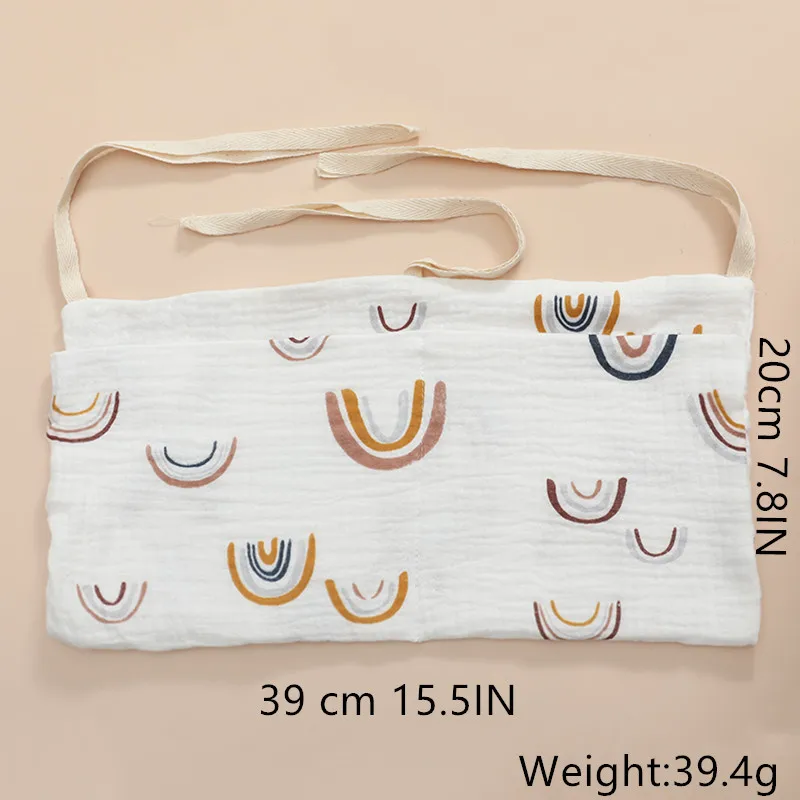 Bolsa de almacenamiento para cabecera de cama de bebé, organizador colgante con estampado de dibujos animados bonitos de doble bolsillo para cunas y cochecitos, portabotellas - imagen 4