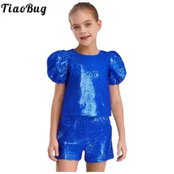 Traje de fiesta con lentejuelas para niña – mangas abullonadas