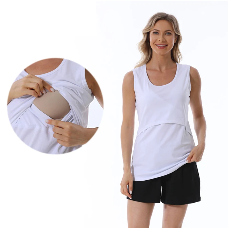 Ropa de maternidad para mujeres embarazadas, camisetas sin mangas holgadas para amamantar, ropa de embarazo sin mangas, camisetas de verano de talla grande S-5XL