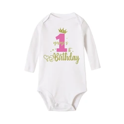 Pelele personalizado manga larga para bebé, cumpleaños de princesa