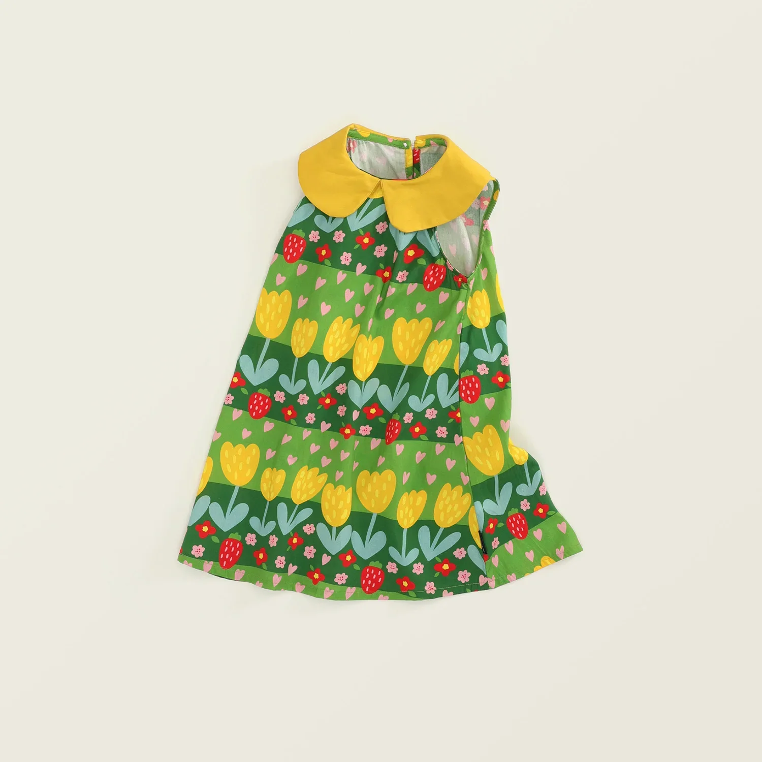 Vestido princesa sin mangas para niña – Estampado floral de verano