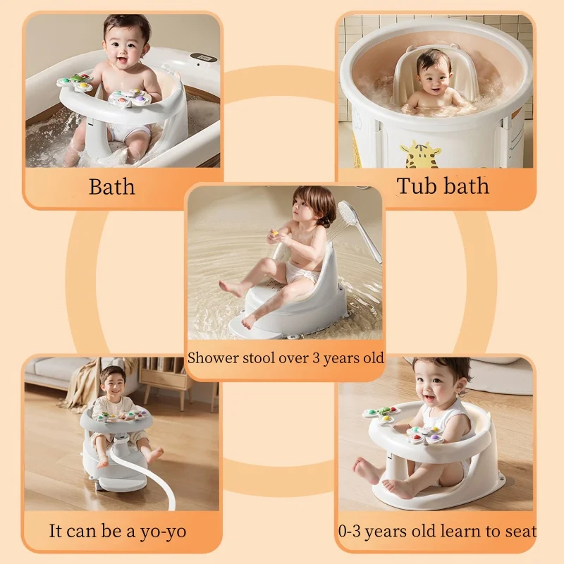 Asiento pequeño para baño de bebé, taburete de baño rodeado por asiento, baño antideslizante para niños, puede sentarse el baño para aprender, asiento, silla - imagen 3