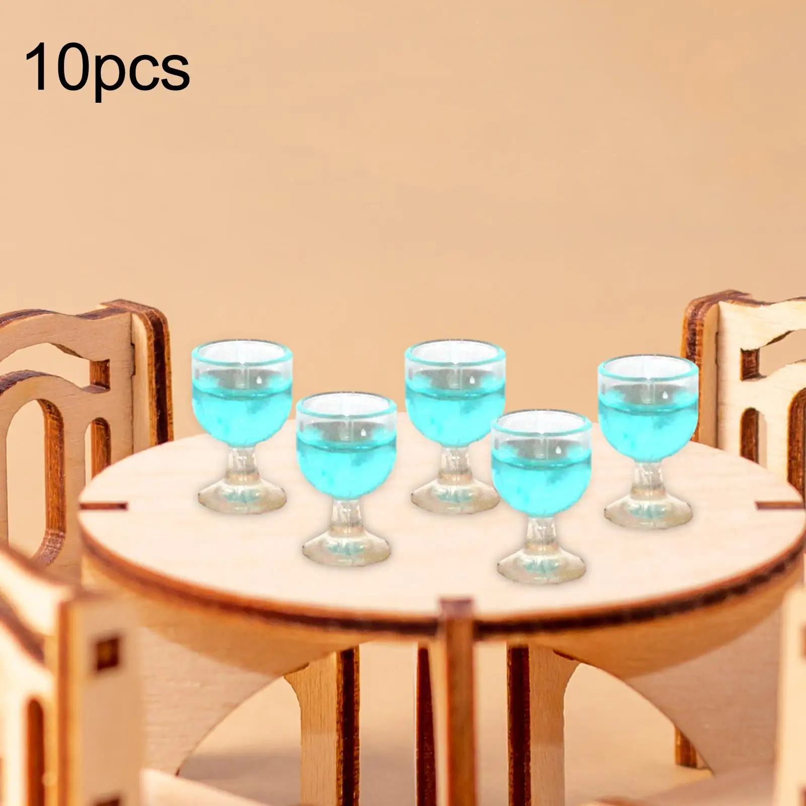10Pcs 1:12 Miniature Wine Glass Dollhouse Decoration Mini House Drink Accessory Dollhouse Drinking Water Cups Model Ornaments