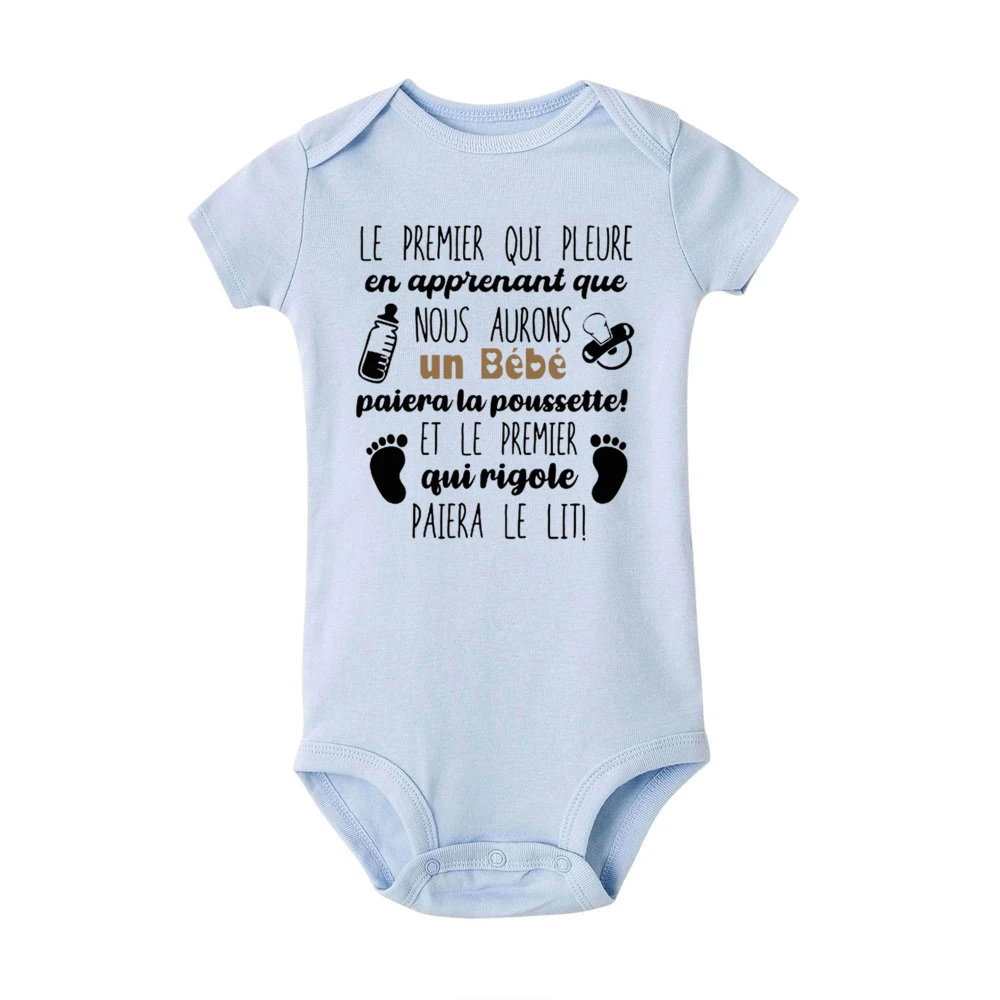 Body divertido con estampado francés para bebé, anuncio de embarazo, mono para recién nacido, pelele de manga corta para bebé, traje Unisex - imagen 4