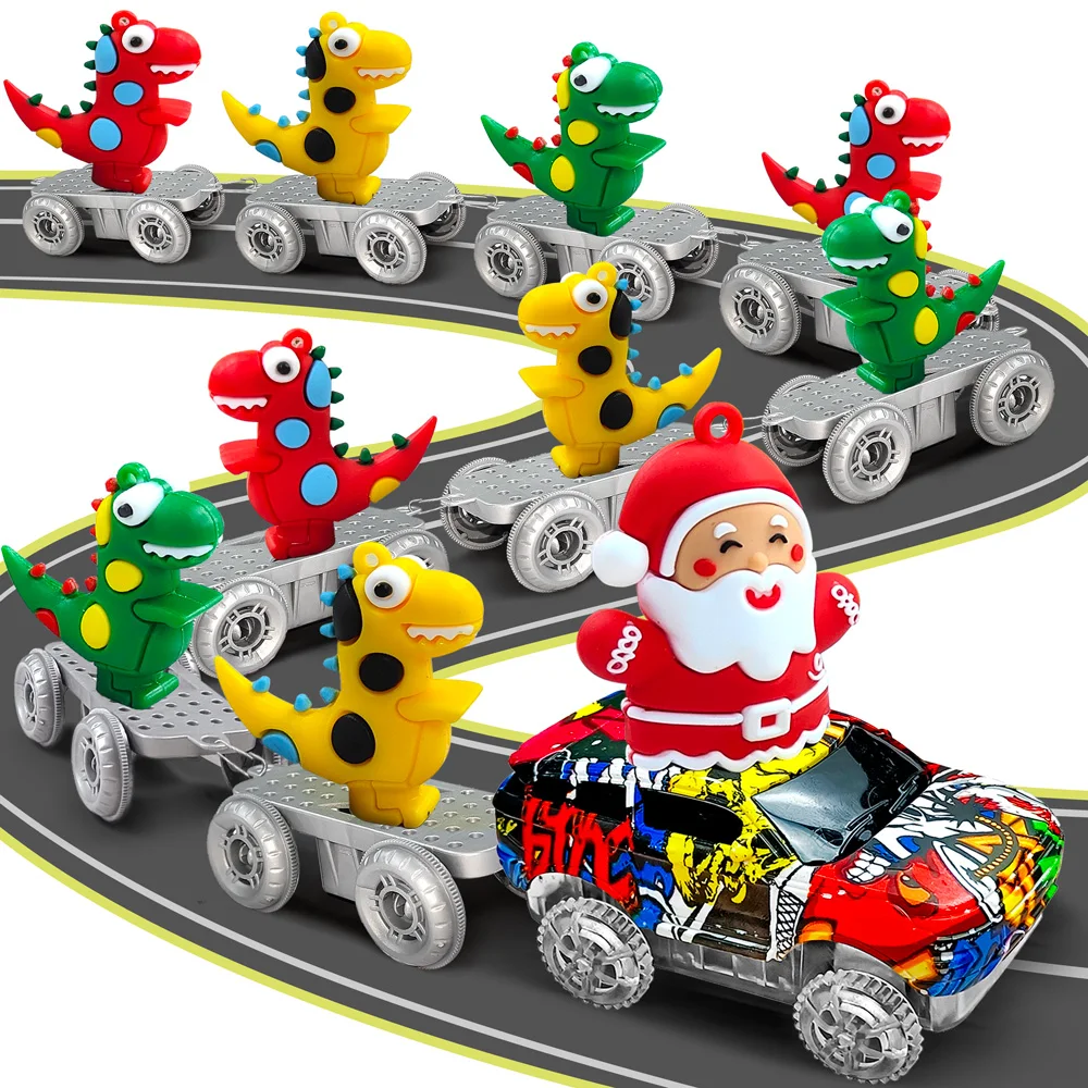 Pista de dinosaurios flexible con coche para niños