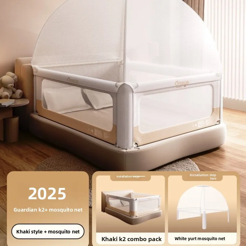 Mosquitera para bebé con protector de seguridad, red para cama infantil mejorada 2025, 360 °   Diseño antimosquitos y anticaída, estructura de acero reforzado - imagen 3