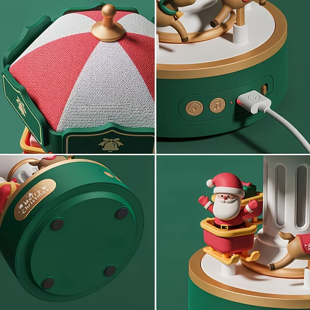 Cajas de música giratorias con carrusel de Navidad para niñas, estatuilla de alce de Papá Noel con luces LED, regalo Musical de cumpleaños, decoración del hogar - imagen 5