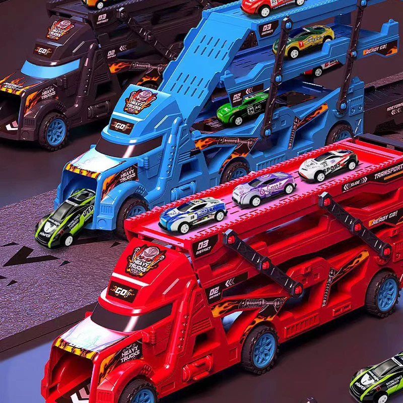 Niño Shape-shifting niño plegable expulsión coche de juguete contenedor portador taxi transporte coche ingeniería camión camión grande 1 de junio niños - imagen 3