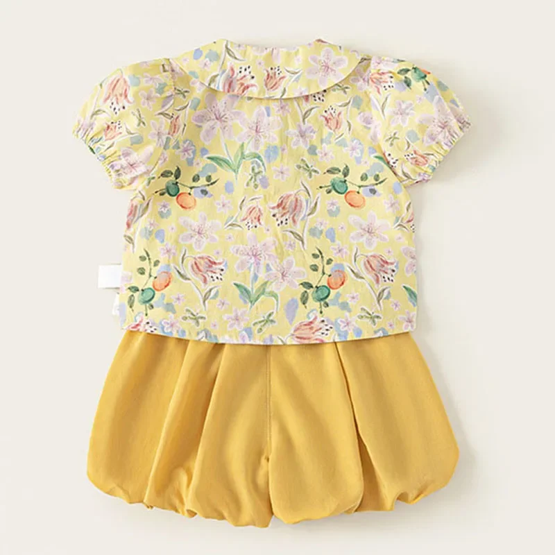 Conjunto verano niña – Top manga floral y pantalón corto - imagen 3
