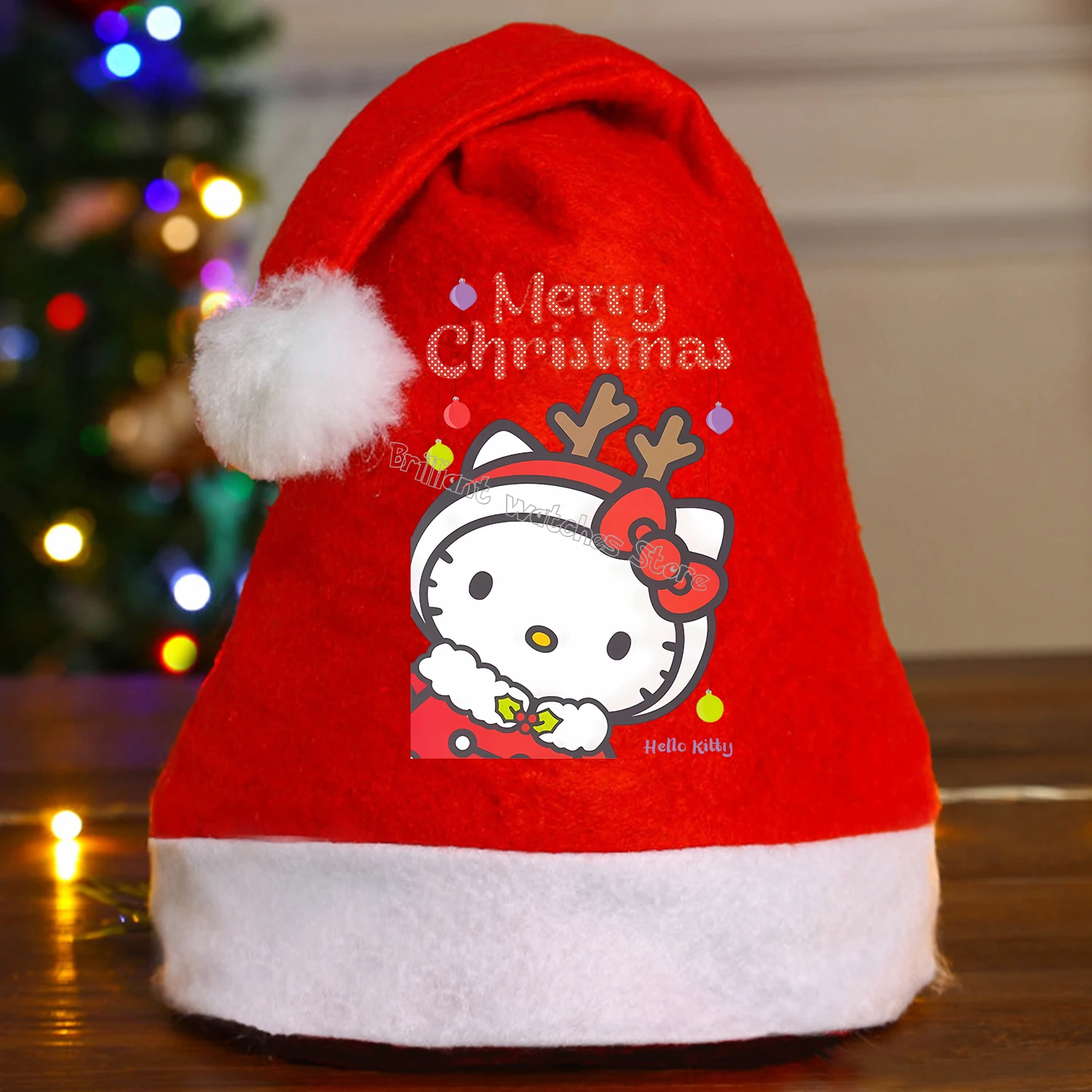 Sombreros de Navidad de Hello Kitty, suministros para fiestas navideñas Kawaii, gorra de dibujos animados, periféricos derivados, decoraciones, regalo ornamental para Festival - imagen 2