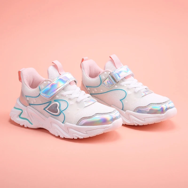 Primavera otoño niños zapatillas de deporte PU niñas elegante malla Casual ligero niños antideslizante calzado deportivo moda transpirable zapatos para correr - imagen 2