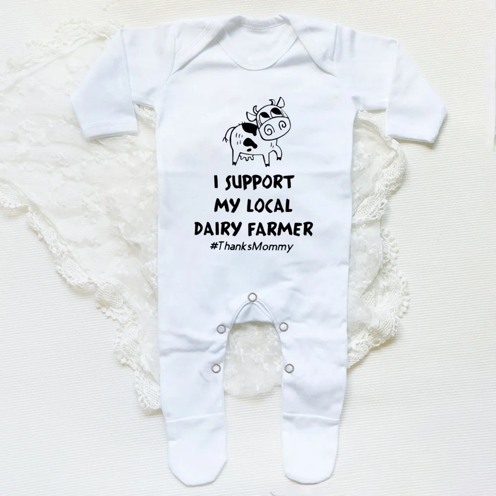 Ropa de dormir divertida para amamantar, traje de dormir infantil, apoyo A un granjero lechero Local, regalo para Baby Shower, ropa de casa para bebé - imagen 4