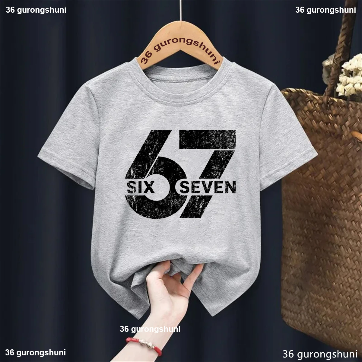 Camiseta con estampado de Six Seven Meme para niñas y niños, ropa Kawaii para niños, camiseta Harajuku, camiseta fresca de manga corta, ropa para niños 67