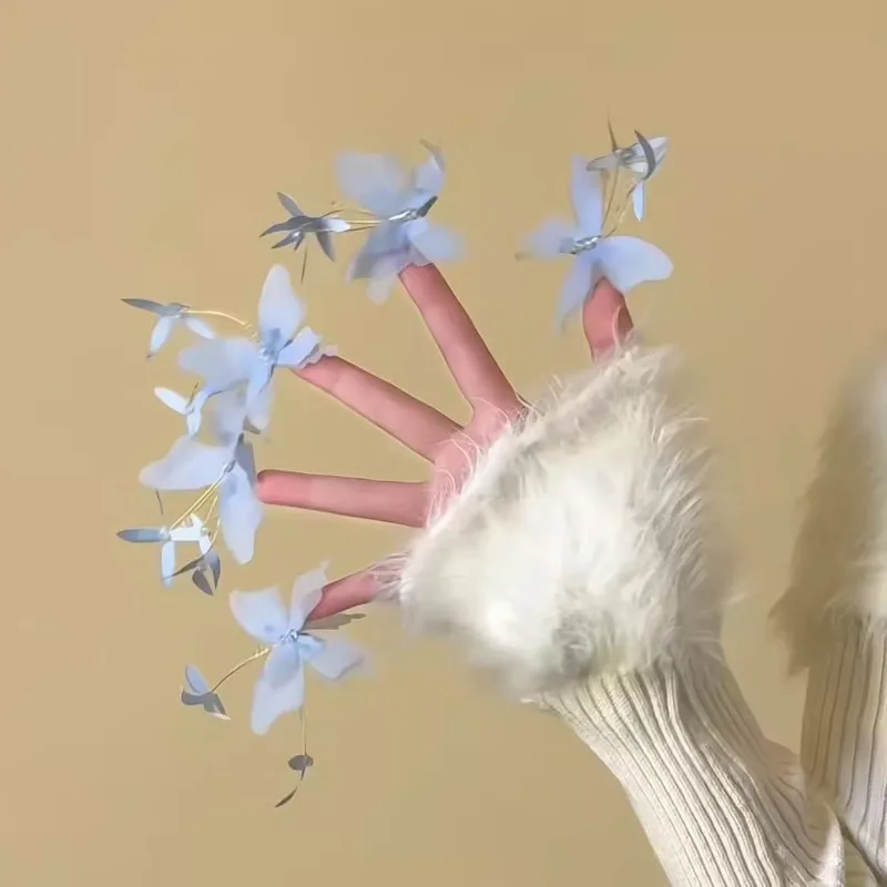 2 unids/set de Clip de pelo de mariposa de malla, flequillo lateral, Clip de pico de pato, sombreros para niñas, horquilla coreana rosa, azul y blanca, accesorio para el cabello para niños - imagen 4