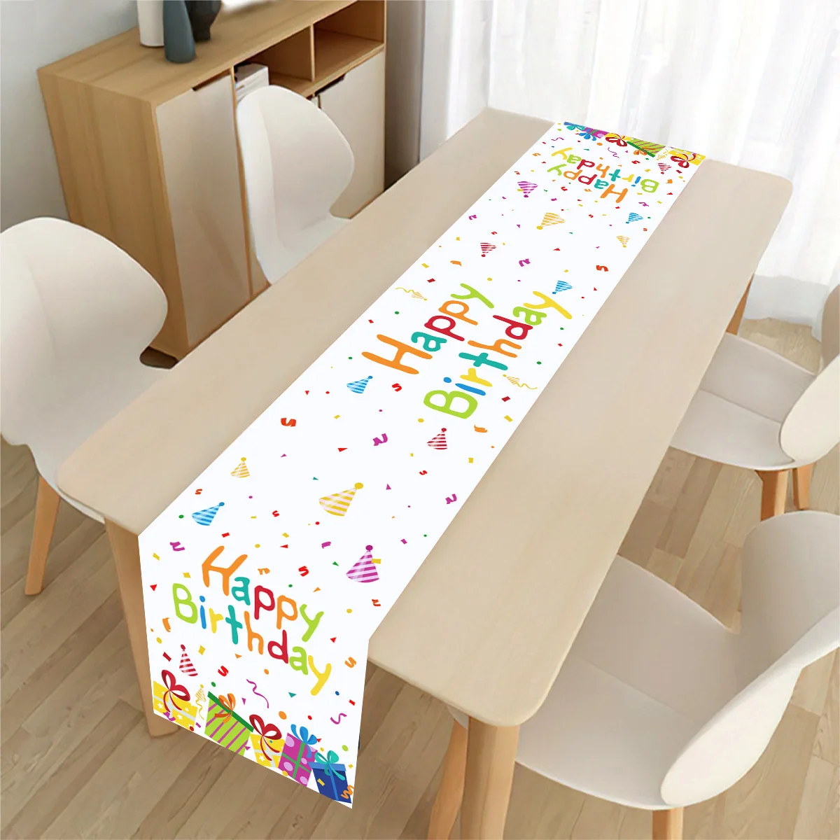 Caja de regalo de fuegos artificiales coloridos, corredor de mesa de cumpleaños, decoración para fiesta de cumpleaños, decoración para niños, regalo, cocina, cubierta para mesa de comedor