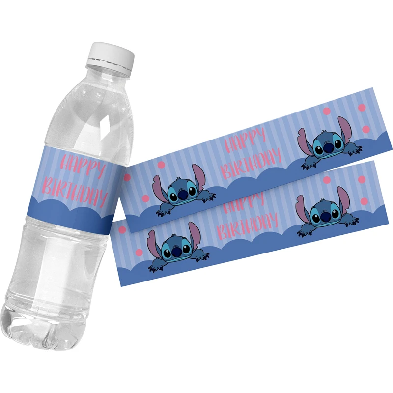 6 uds Lilo & Stitch niños fiesta botella de agua etiquetas de vino pegatinas autoadhesivas envolturas de dulces cumpleaños decoración de Baby Shower - imagen 3