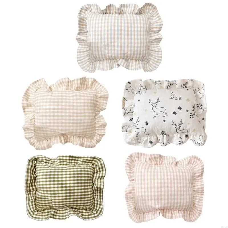 D7YD-almohada pequeña 28x34cm, cojín trasero estilo nórdico para bebés con borde con volantes - imagen 5