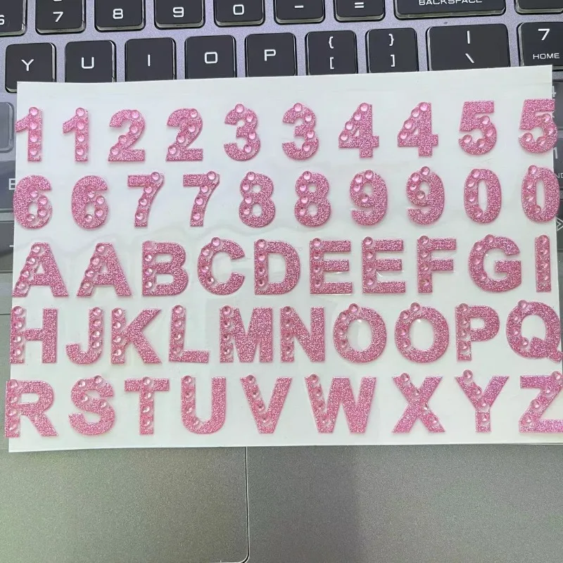 Pegatinas purpurina con letras y números para decoración DIY niños - imagen 2