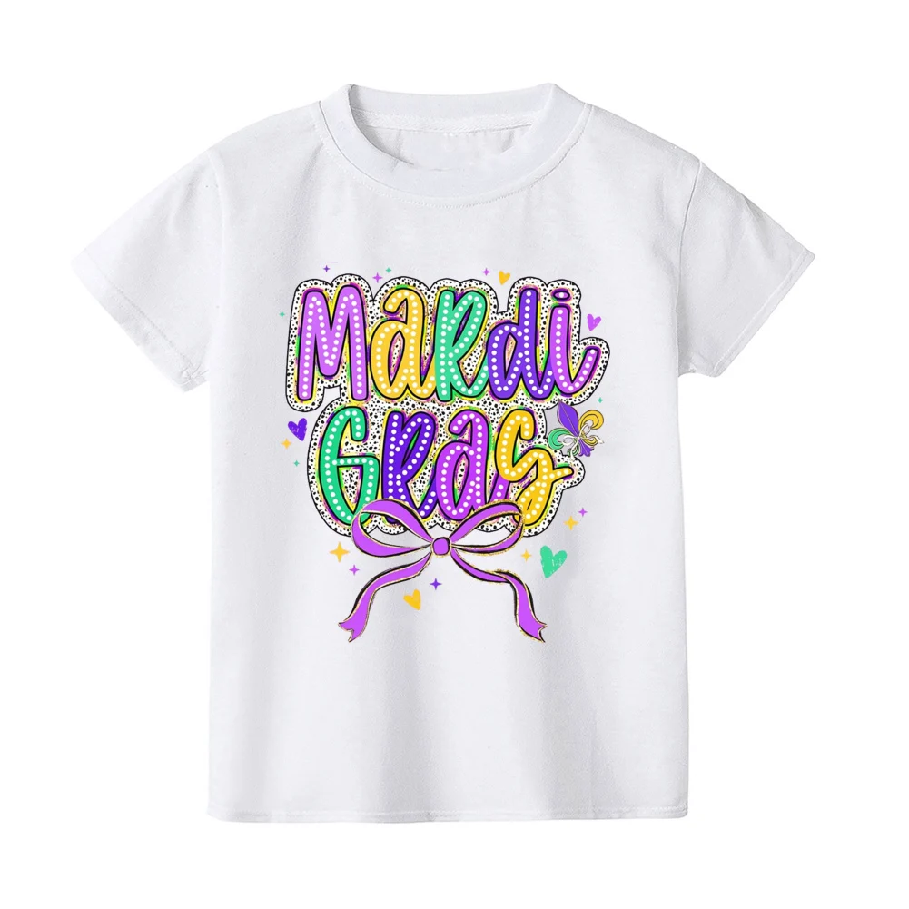 Camiseta de carnaval de Mardi Gras para niños, camiseta de vacaciones Happy Mardi Gras Day, camiseta para niños y niñas, camisetas de fiesta para niños pequeños, trajes - imagen 2
