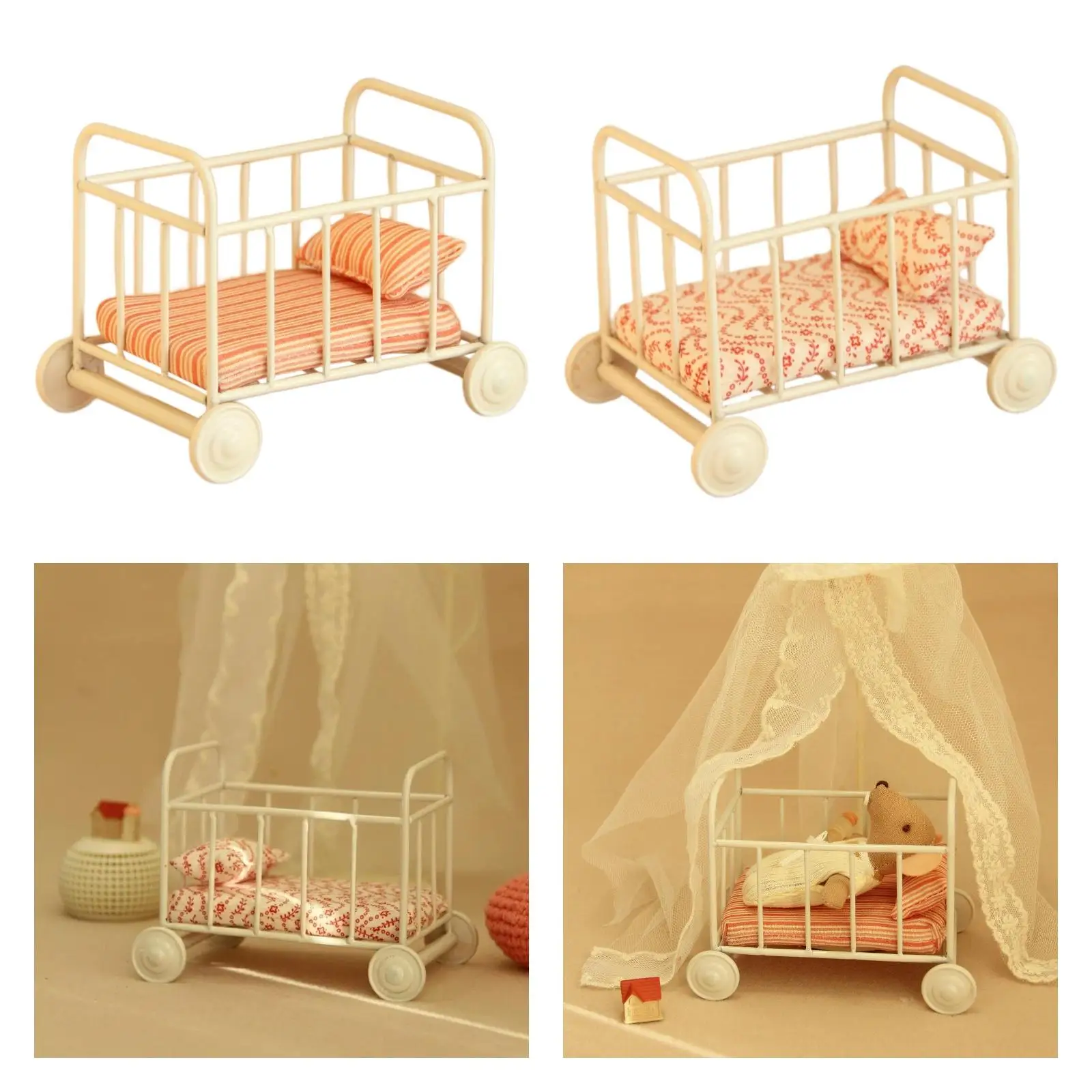 1:12 Scale Dollhouse Baby Bed Miniature Furniture Room for Micro Landscape