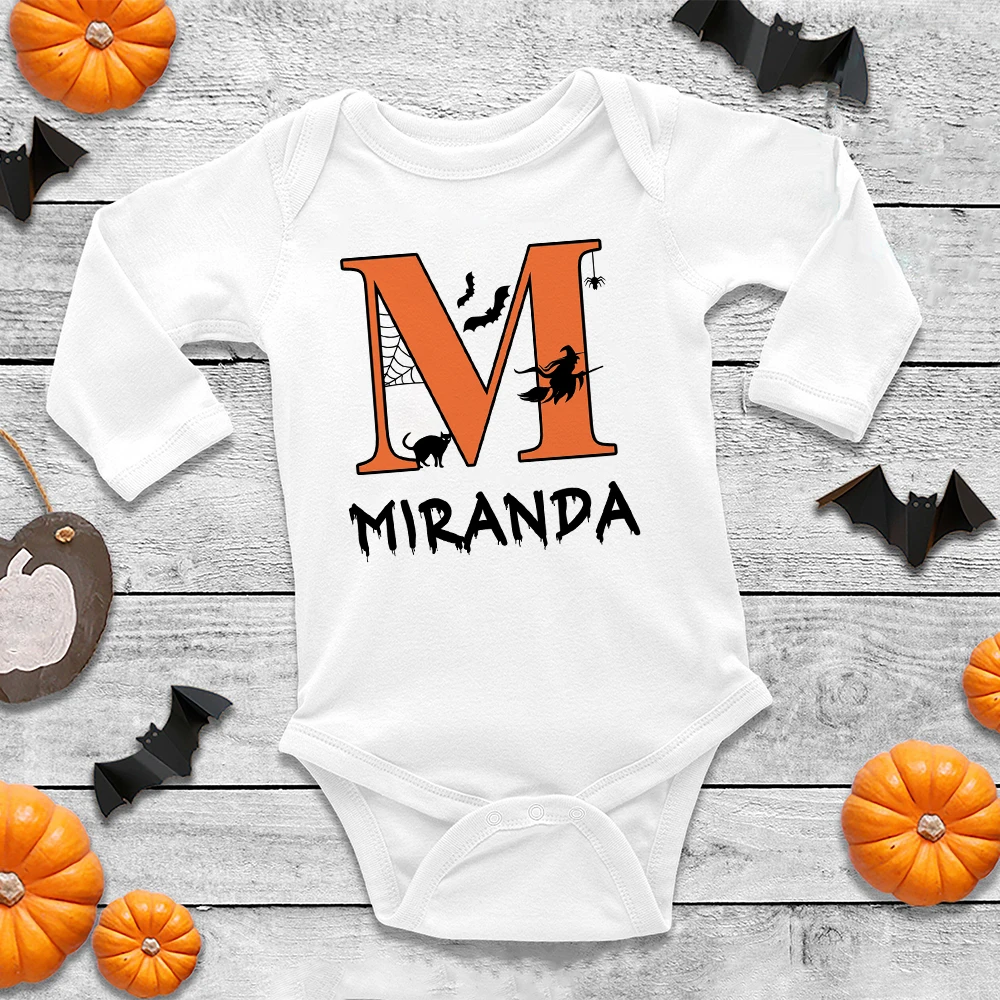 Body personalizado para bebé con letras y nombre, pelele para recién nacido, traje de fiesta de Halloween para niñas, mono de manga larga para vacaciones infantiles