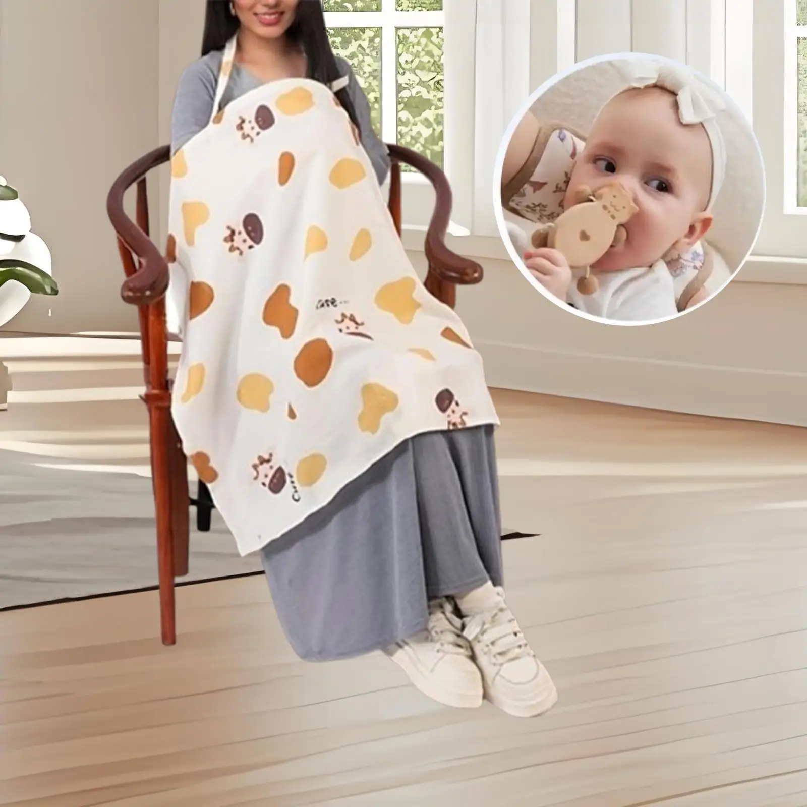 Fundas para bebés, bufanda para amamantar, chal, delantal de lactancia ajustable, cubierta de lactancia transpirable para amamantar para jardín - imagen 4