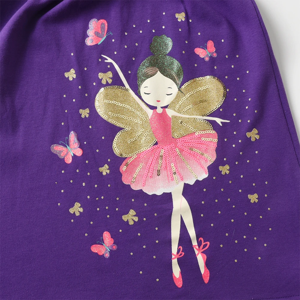 DXTON Vestido de verano de algodón con estampado de elfos para niñas - imagen 4