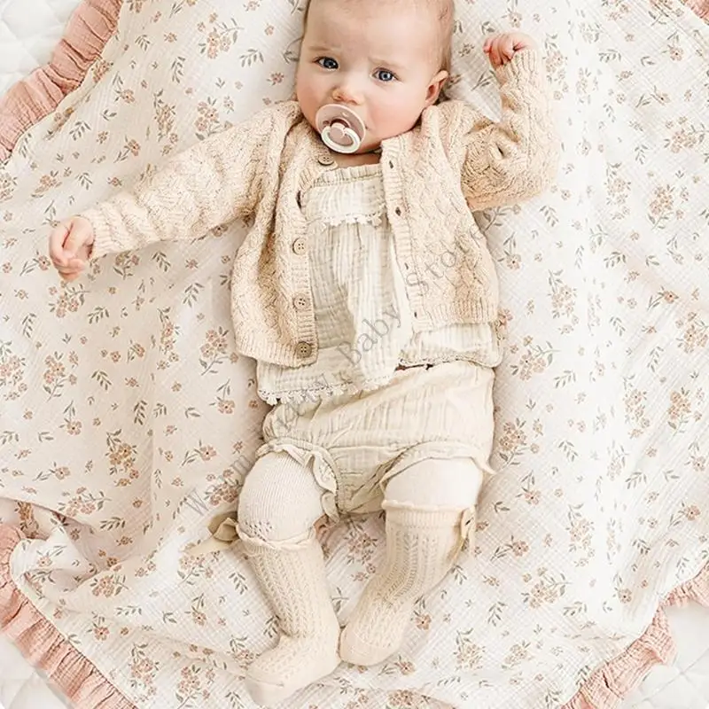 XXFE Gran 100x90cm Maneta algodón algodón para chicas con temas florales lavables - imagen 3