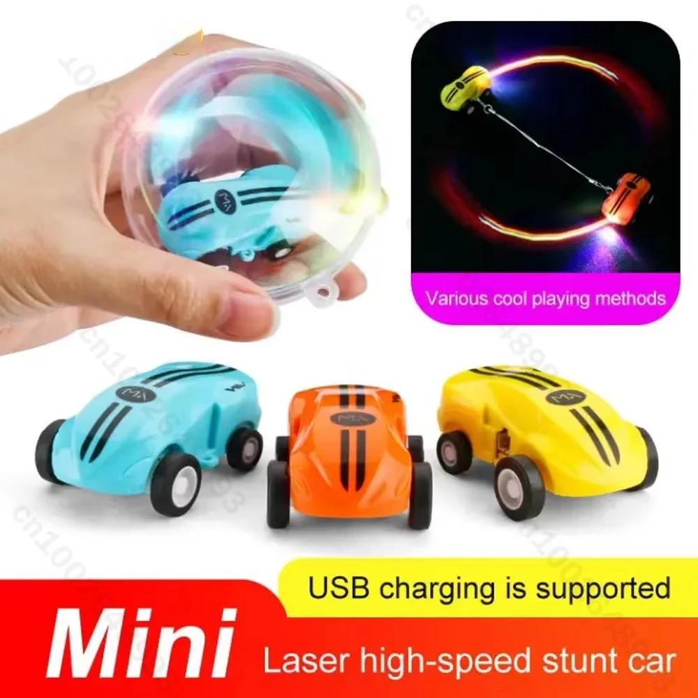 Mini coche RC de alta velocidad, rotación rápida de 360 grados, luminoso, truco de giro, deriva, coche pequeño con luz, regalo de Navidad para niños