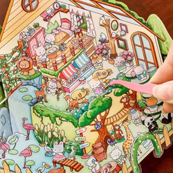 Pegatinas de paisajismo 3D Kawaii, escena en miniatura de dibujos animados, pegatinas tridimensionales apilables visuales, regalo para niños