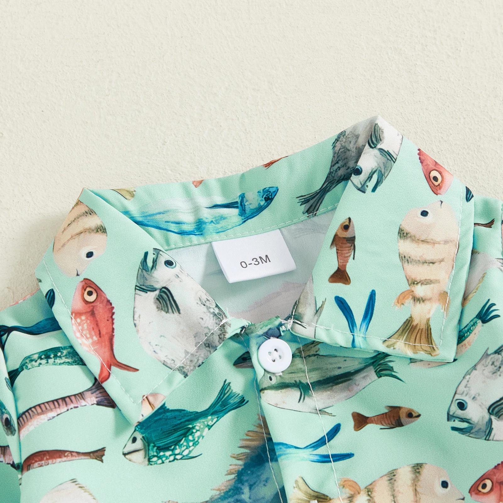 Pelele para bebés de 0 a 18 meses, mono de manga larga con cuello de solapa y estampado de peces, mono de otoño para recién nacidos - imagen 3