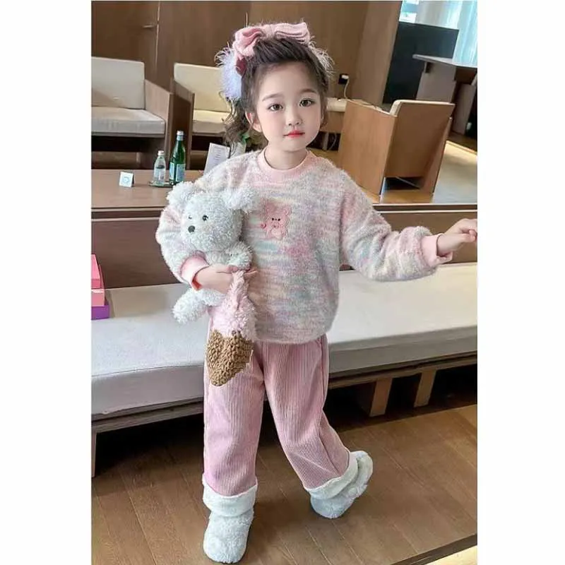 Conjunto de terciopelo para niña: chaqueta y pantalón invernales - imagen 4