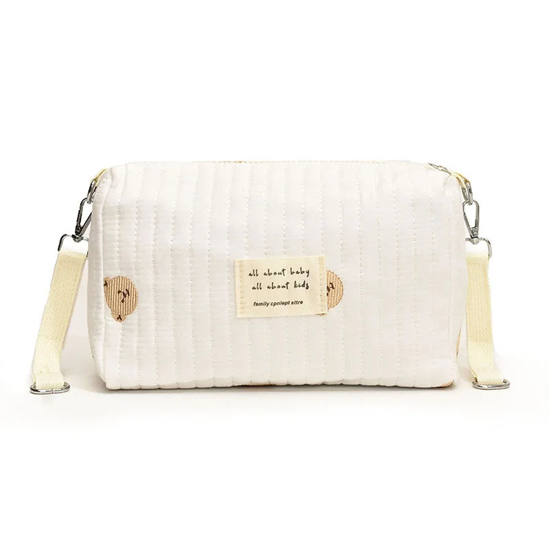Mini bolsa de pañales para bebé de dibujos animados, bolso sencillo con bordado de oso para recién nacido, bolsa organizadora portátil para cochecito de bebé al aire libre - imagen 5
