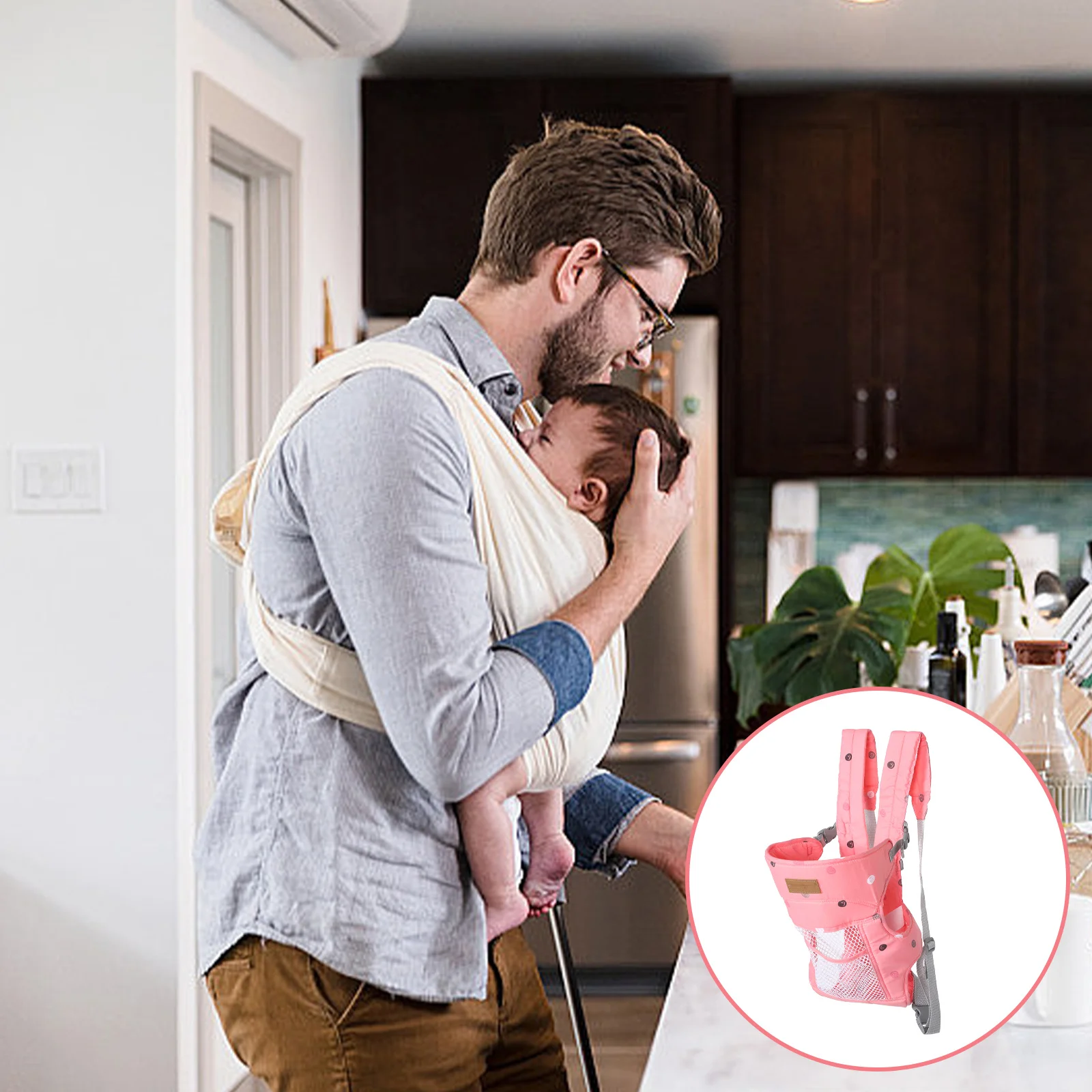 Portabebés de algodón suave y cómodo, ajustable, tradicional, delantero y trasero, portabebés para recién nacidos y niños pequeños para exteriores - imagen 3