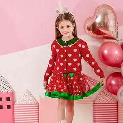 DXTON Jersey de punto corazón para niñas – Cárdigan cálido