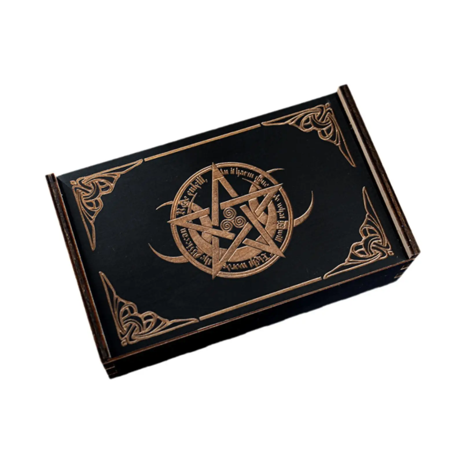 Wooden Storage Box for Game Cards, Decorative Sliding Card Holder, Rectangular,