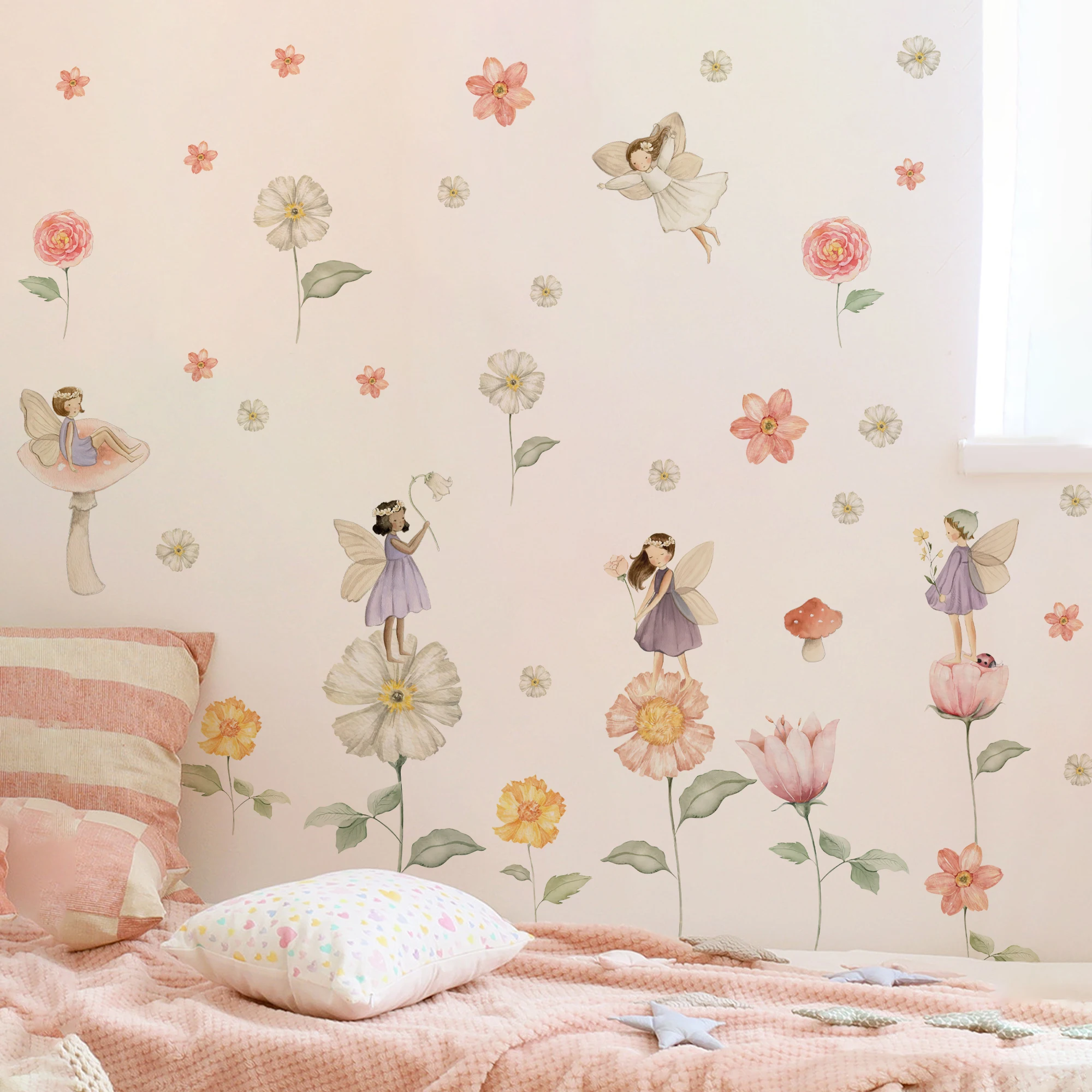 Pegatinas de pared acuarela infantiles – Unicornio, hada y arcoíris - imagen 5