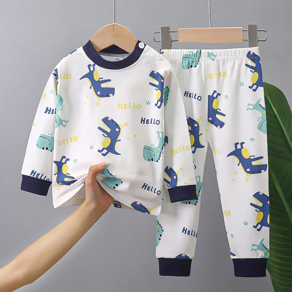 Conjunto de pijama forrado de algodón suave para niños manga larga - imagen 5