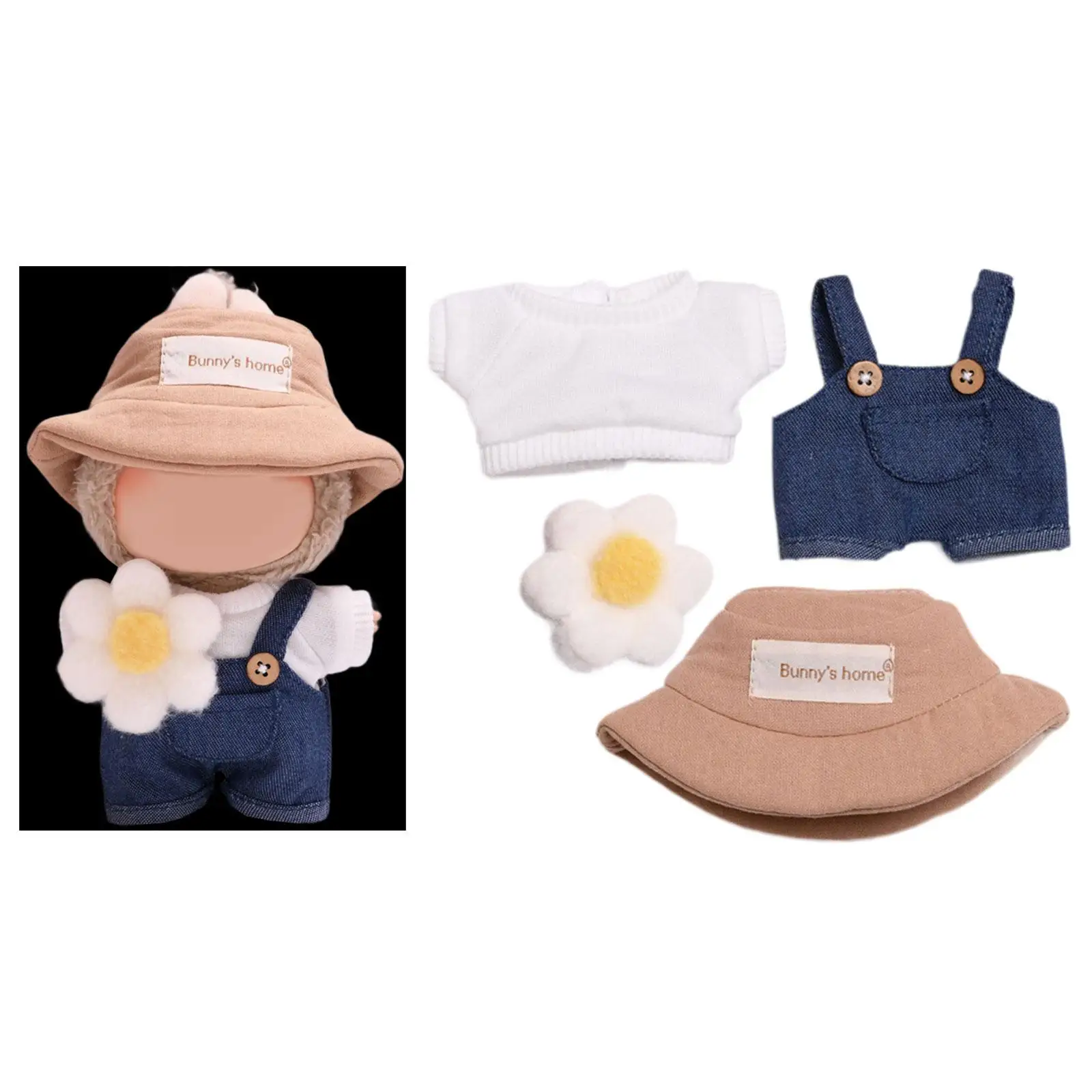 Plush Figure T Shirt and Overalls Hands on for Kids Dress up for 6.69'' Doll