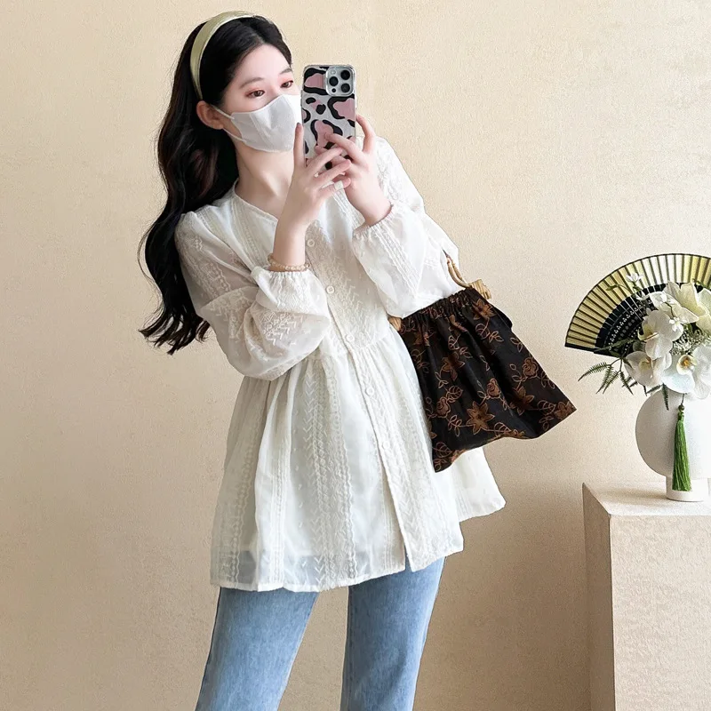 Blusa de maternidad floral dulce - Estilo coreano para embarazadas - imagen 5