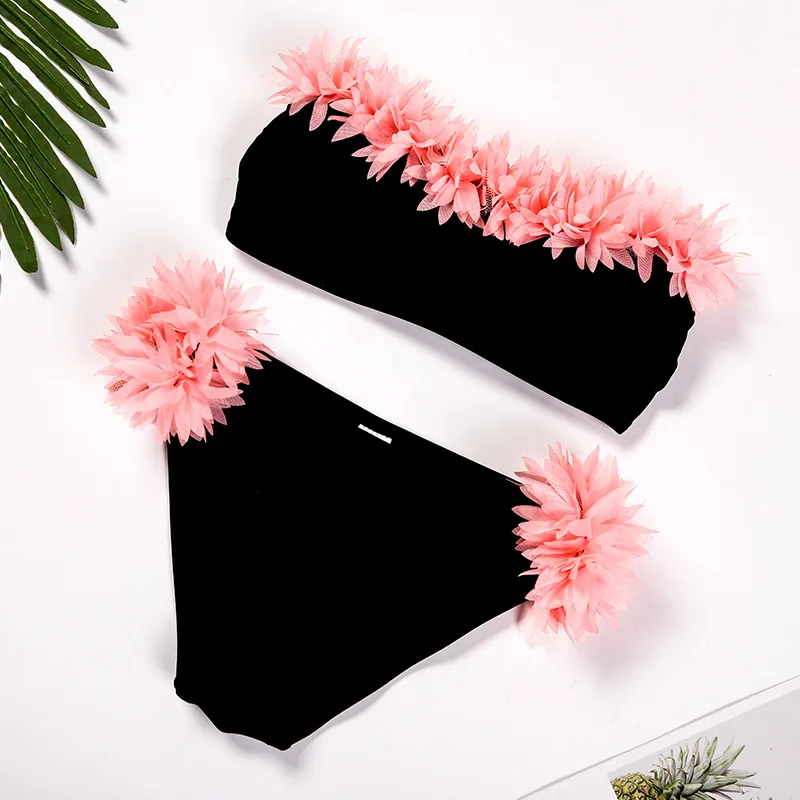 Bañador infantil de dos piezas con flores sin mangas para playa - imagen 3