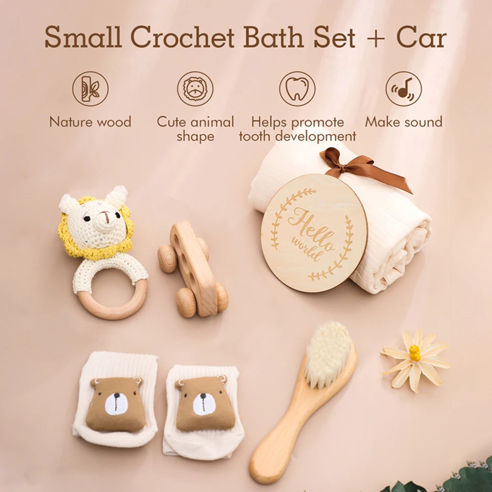 Set de baño para recién nacido con toalla, manta y sonajero - imagen 2