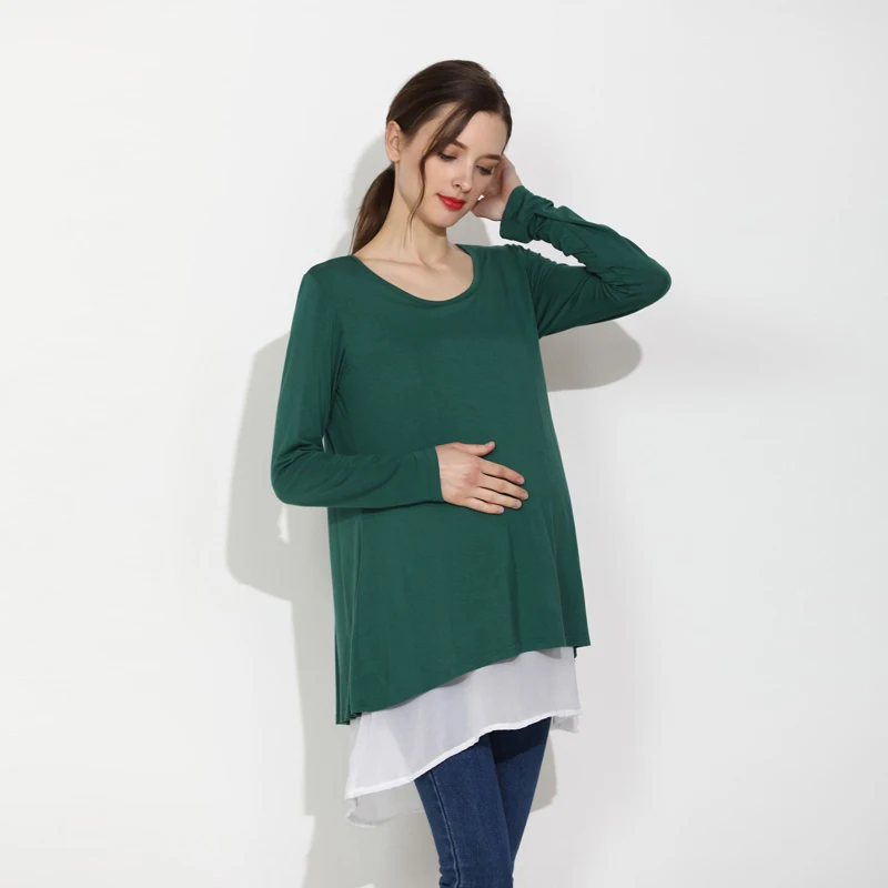 Camiseta de lactancia de manga larga – Tejido suave elástico