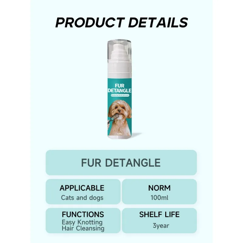 Tangle Free Detangling Anti Static Spray for Dog Cats Long Lasting Fluffy Softness Nourishing Hair Conditioning Essence Pet Care - imagen 5